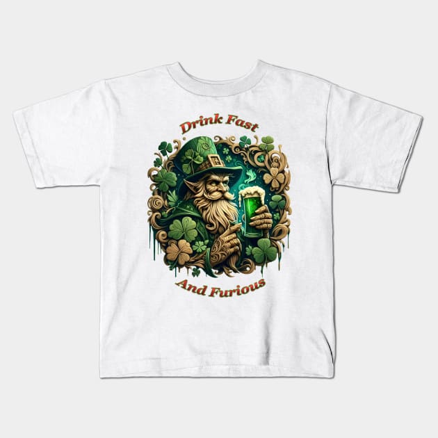 Enchanted Evening of Ale A Leprechauns Toast Kids T-Shirt by coollooks